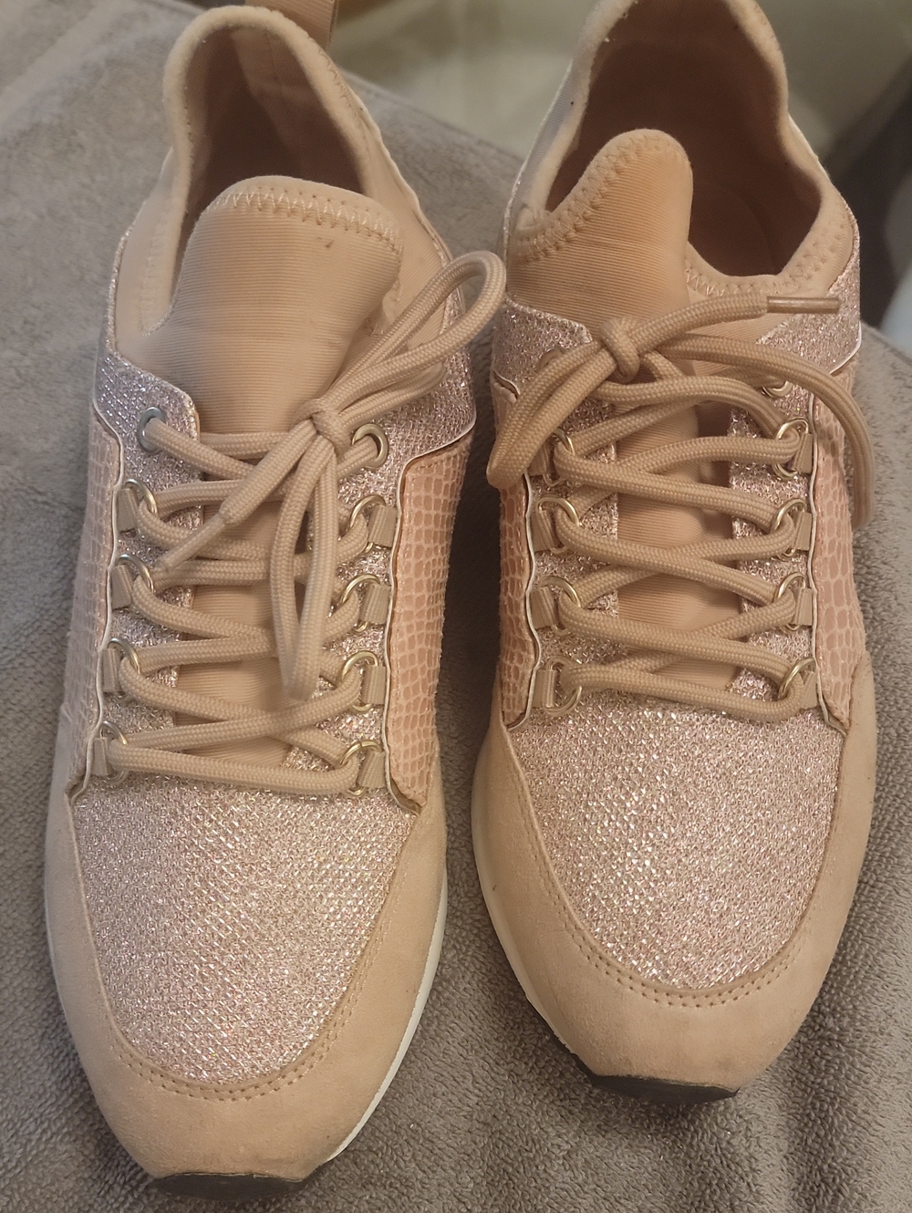 Aldo Women's Blush Glitter Lace-Up Sneakers